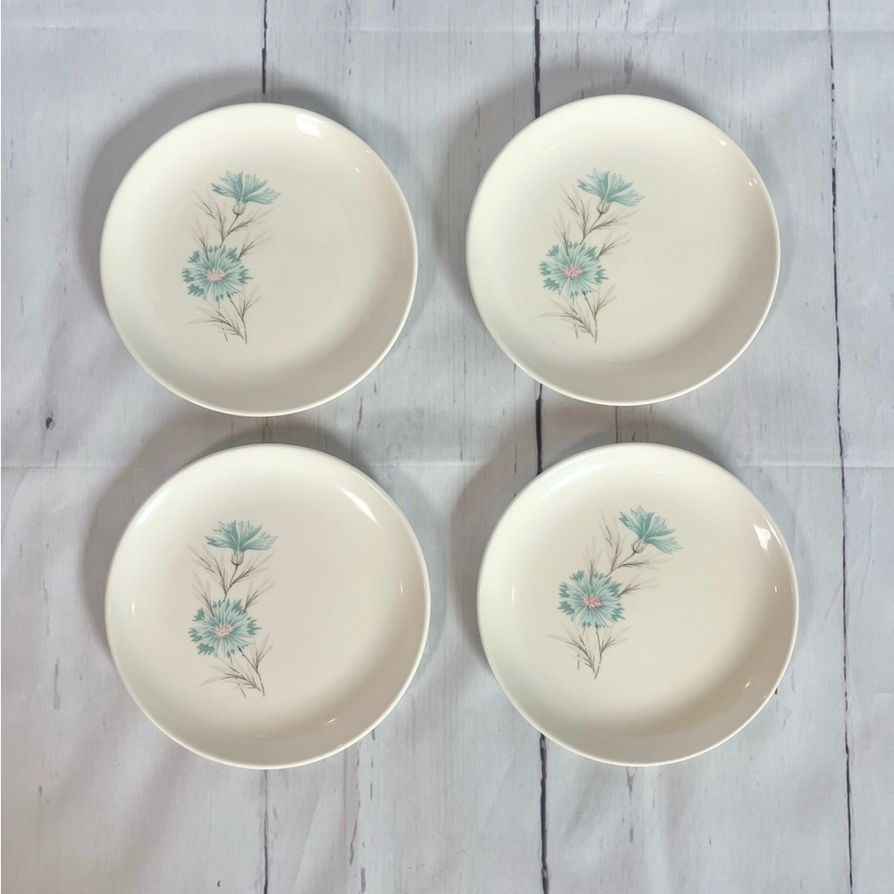 Vtg MCM Taylor Smith Taylor Ever Yours Boutonniere 7" Bread Plates - Set of 4
